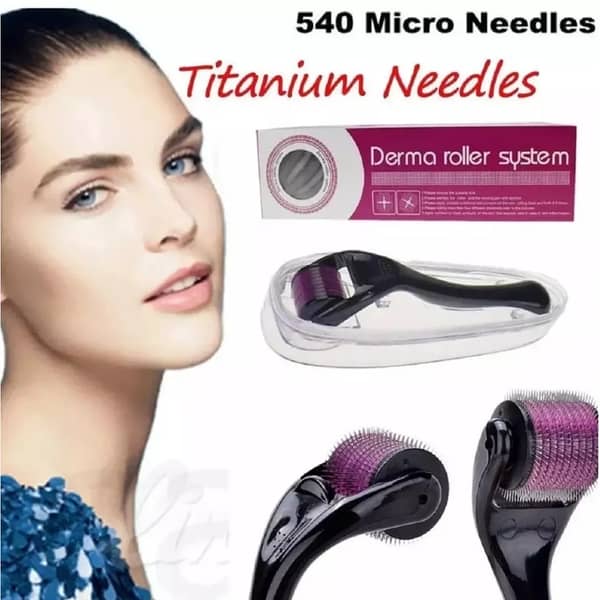 0.5mm Derma Roller – 540 Micro-Needles for Hair Growth, Facial Rejuvenation & Skin Care Therapy