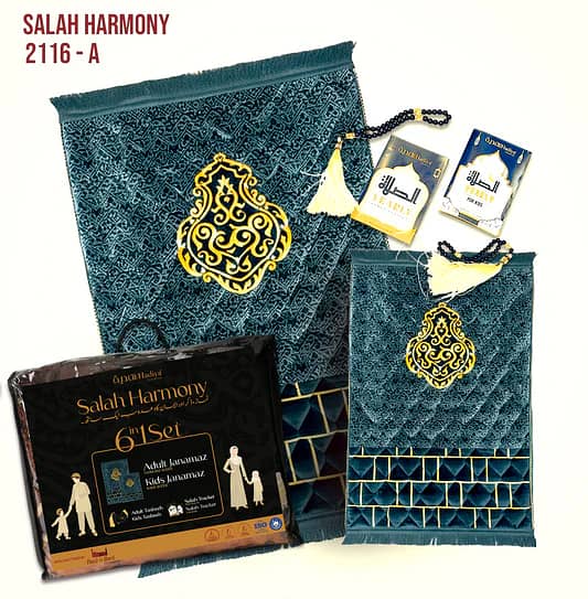 Salah Harmony 6-in-1 Velvet Foam Jaenamaz: Premium Musallah Prayer Mat with Extra Comfort and Support