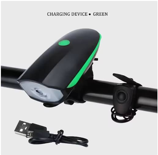 Bicycle Front Light with Electric Horn – Waterproof USB Rechargeable Headlamp and Cycling Bell