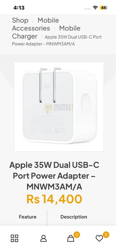 35 watts Original IPhone Adapter
