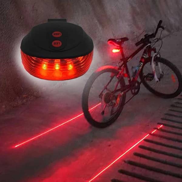 Beam Bike Logo Waterproof Rear Bicycle Tail Light with 2 Lasers and 5 LEDs, Red Lamp, 4 Flash Modes