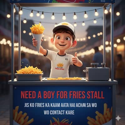 Need a boy for fries stall