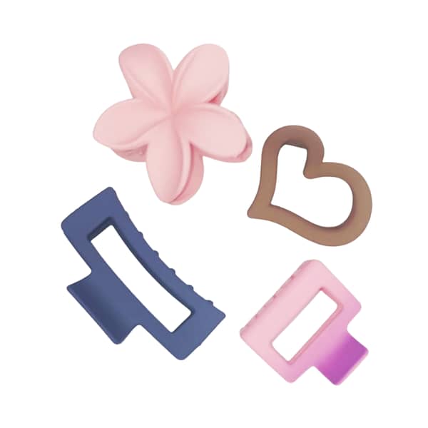 Hair Clips Set for Girls & Women — Korean Flower Clips for Buns, 4-Style Color Pack with Organizer Box