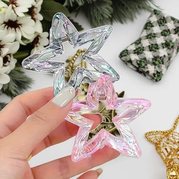 Star Claw Clips: Korean-Style Hollow Star Hair Accessories for Thin or Thick Hair, Pack of 6
