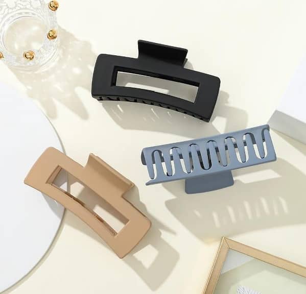 Matte Solid Rectangle Hair Claws for Women – Packs of 1, 3, or 6