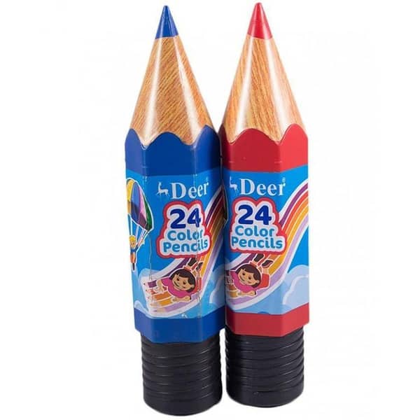 Deer 24 Colour Pencil Set for Kids with Plastic Pencil Box
