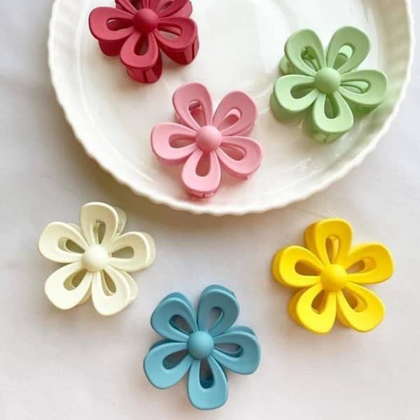 Flower Hair Clips for Women – Pack of 1, 3, or 6, Multi-Color Matte and Shiny Flower Claw Clips