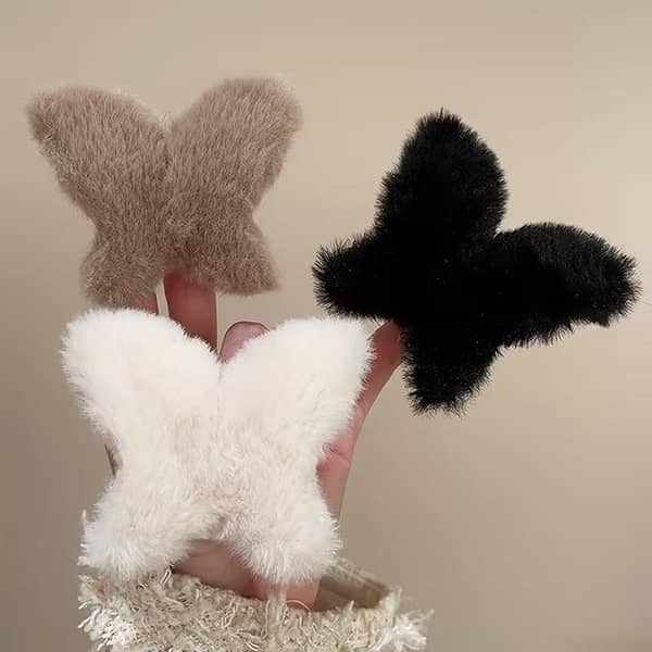 New Style Butterfly Fur Hair Clips for Women and Girls — Strong Grip, Multicolor Trendy Claws (Pack of 6, 3, or 1)