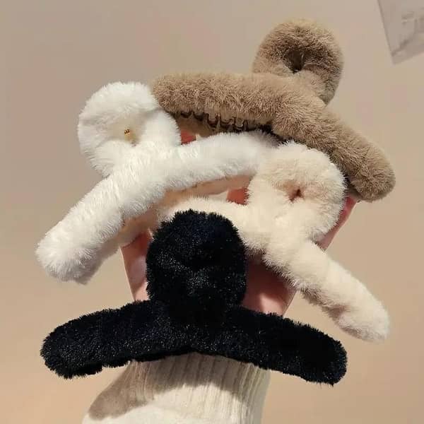 New Fur Hair Clips for Women and Girls – Strong Grip, Multi-Color Plush Claw Clips (Pack of 1, 3, or 6)