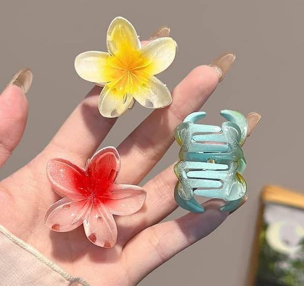 Mini Flower Hair Clips for Women and Girls — Gradient Korean Flower Claw Clips, Pack of 3, 6, or 12
