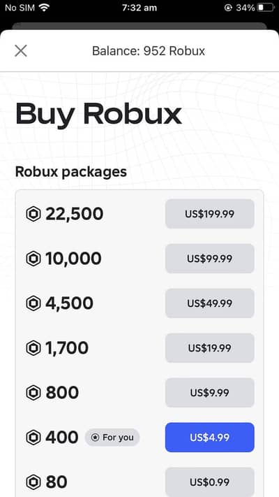 Roblox robux for sale