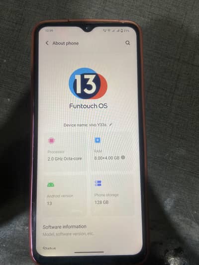 Vivo y33s 8gb 128 gb with box