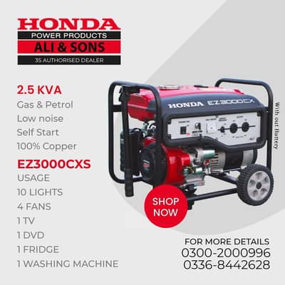Honda/Generator/EZ-3000cxs/2.5kVA/Self-Start.