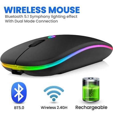 Hp W10 Wireless Rgb Bluetooth, Wireless, Rechargeable Slim Mouse