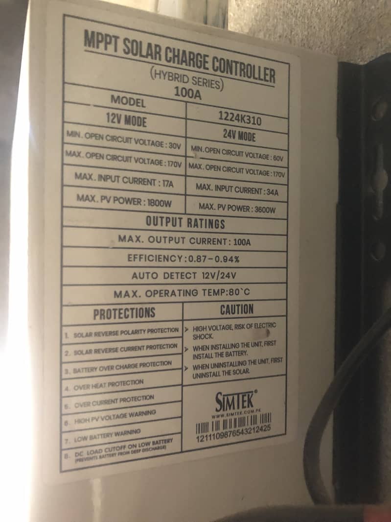 Simtek Mppt 100A 1