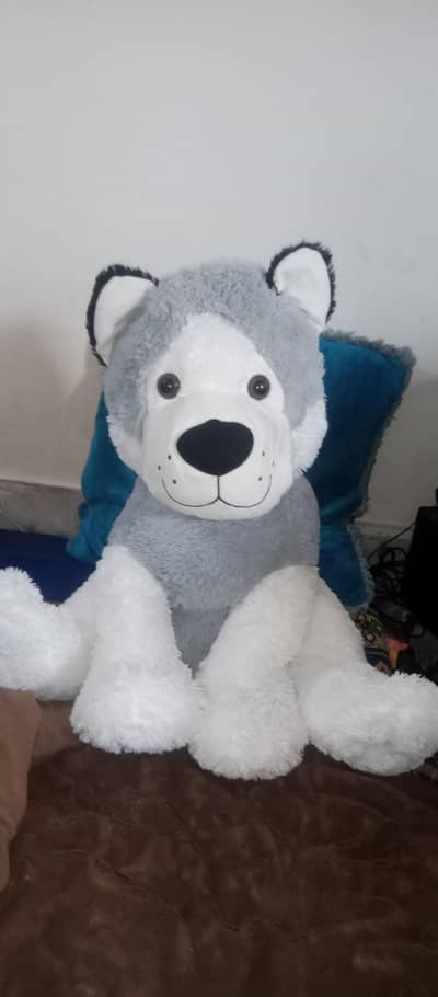 Giant Grey and White Husky Stuffed Animal - Excellent Condition