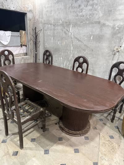 Wooden Dining table with 7 chairs