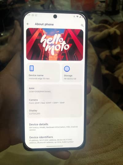 Motorola edges 50 neo full gaming phone 12 +12 ram 512 memory