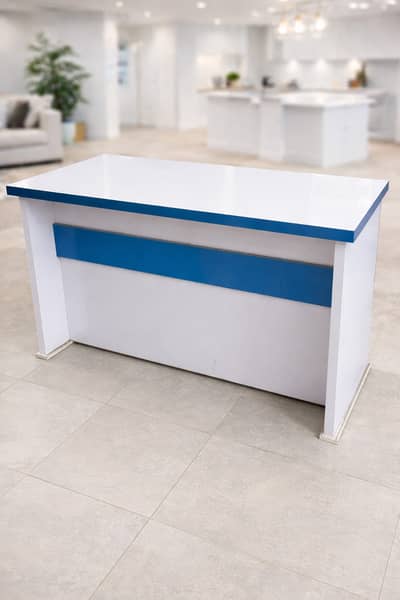 Office table r / Reception Desk for Sale – White & Blue Modern Design