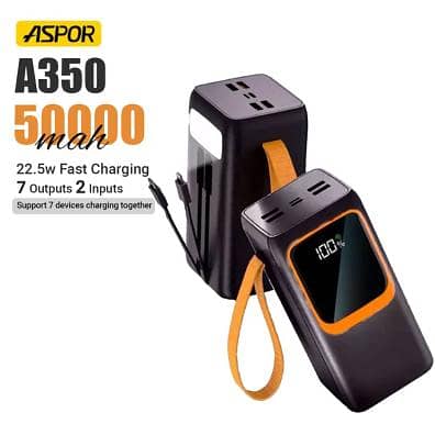 Aspor A350 22.5w 50000mah Fast Charging Type-c with Flashlight