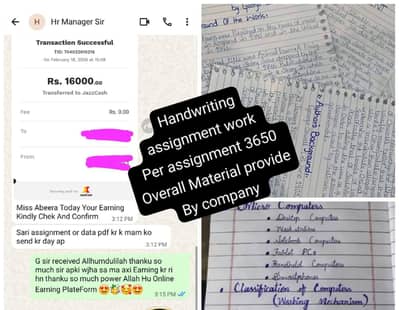 Handwriting assignment work , Typing And Data Entry job Available