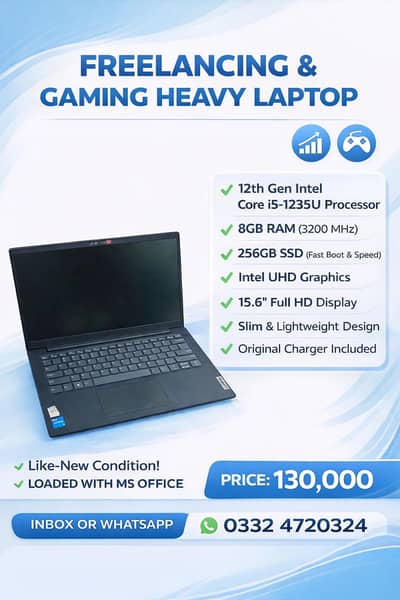 Core i5 12th Gen Laptop – Best for freelancers & Gamers