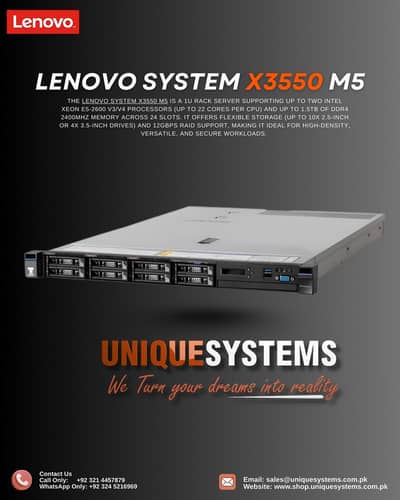 Lenovo x3550 M5 Server | Dual Xeon E5-2600 v4 |64Gb DDR4