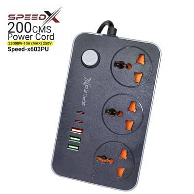 603pu Speed-x Power Universal Travel 3socket+3usb+2type-c Cabel 2m