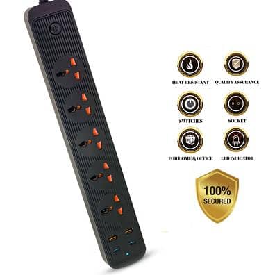 504pu Speed-x Premium Portable Power Strip 5socket+2usb Port+2 Type C