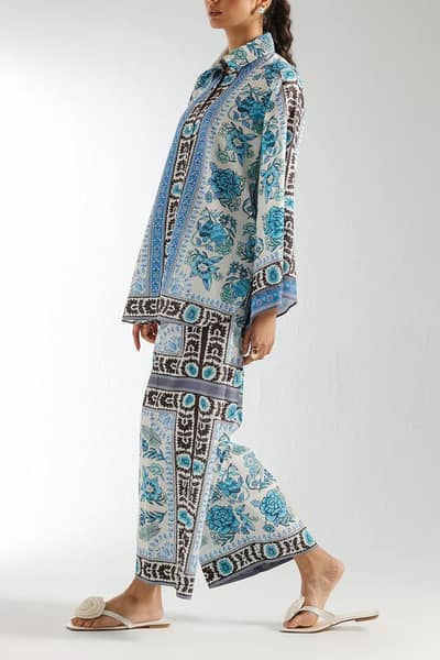 Stitched 2 piece printed shirt and printed trouser