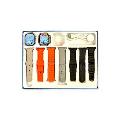 Jss-700 Pro Max Dual Smart Watch With 7 Straps + 1 Silicone Case Blue