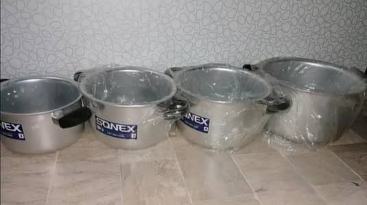SONEX Original Aluminium Cooking Pots Set (4 Pcs) – Brand New