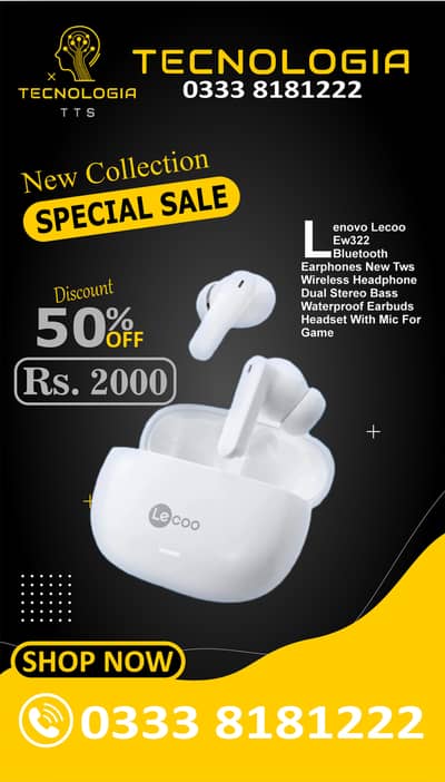 Lenovo Lecoo Ew322 Bluetooth Earphones New Tws Wireless (FIX PRICE)