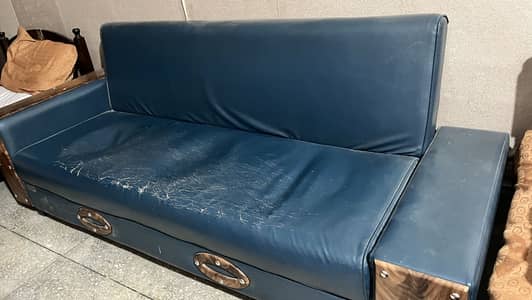 SOFA CUM BED~ BLUE COLOUR~ LETHER SOFA