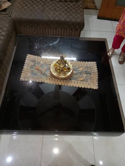 Wood table with glass for sell