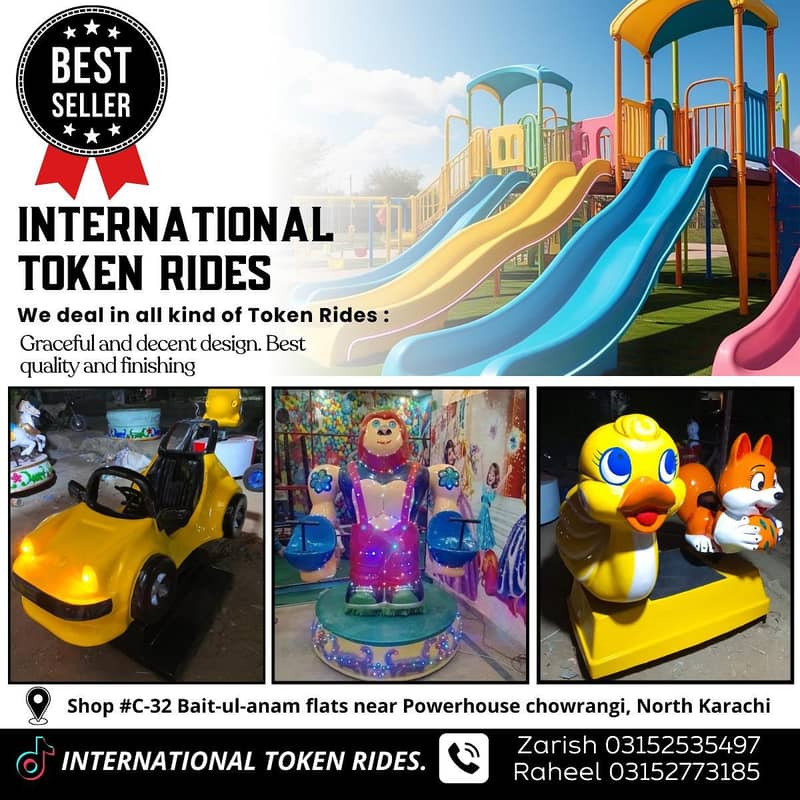 Kids Token Rides | 03152535497 | jumping slide | trampoline ٹوکن جھولے ...