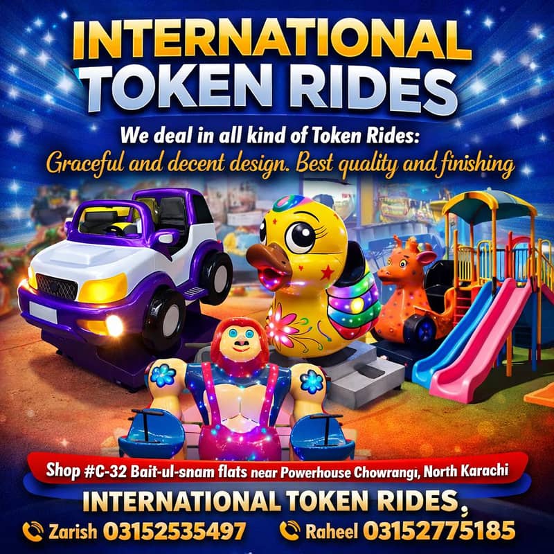 Kids Token Rides | 03152535497 | jumping slide | trampoline ٹوکن جھولے ...
