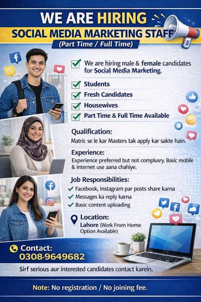 We Are Hiring – Social Media Marketing Staff (Part Time / Full Time)