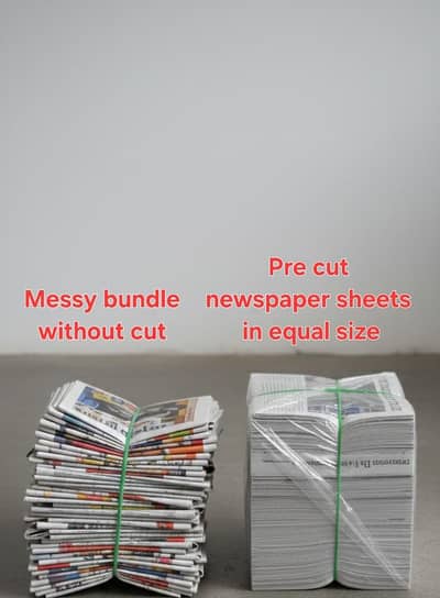 Old newspaper precut in equal size for cleaning