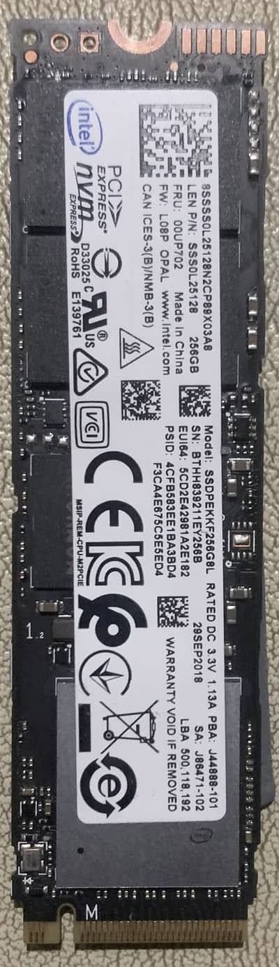 Intel 256GB NVMe M. 2 SSD | High Performance | Good Health