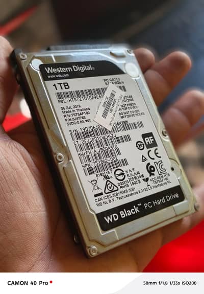 WD Black 1TB Slim Laptop Hard Drive (7200 RPM) - High Performance