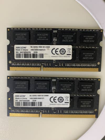 Hiksemi Laptop 8GB DDR3 RAM – (4,000 PKR per piece) 2 Pieces Available