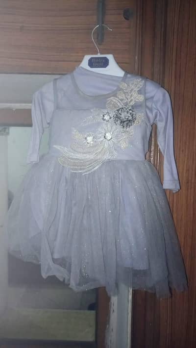 Frok Sale in grey color (Net) from 3 to 6 months
