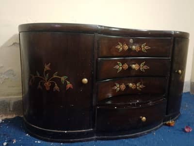 Classic Dark Wood Vanity Cabinet – Good Condition
