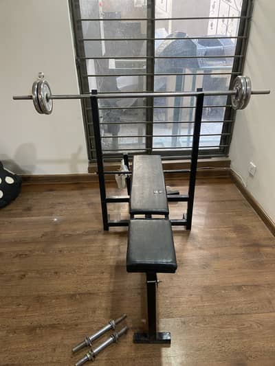 Bench, weights and bars for sale
