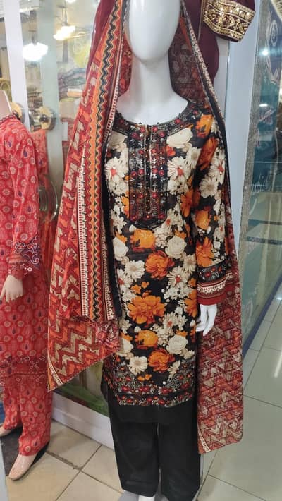 Xtra large and double Xtra large stitch lawn three piece branded