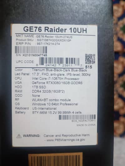 Msi GE76 RAIDER 3080gpu