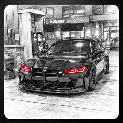 Bmw M4 Competition Sketch with Black Frame