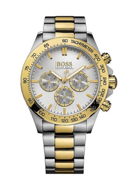 Original Hugo Boss Mens Two Tone watch-Excellent condition(crown miss)