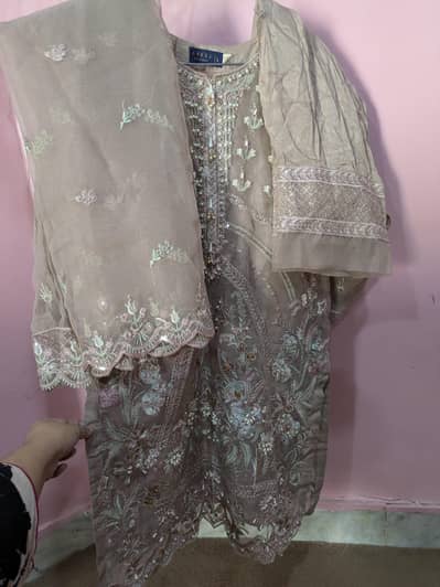 3 piece party wear embroidered dress for sell